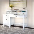 Scranton & Co Modern Wood Computer Desk with Pedestal and Organizer in White