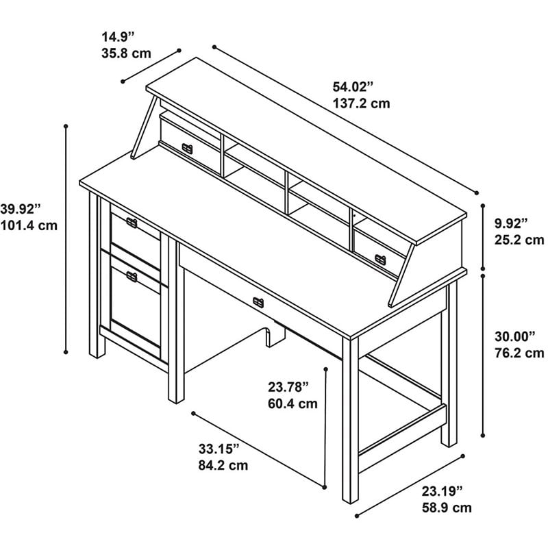 Scranton & Co Modern Wood Computer Desk with Pedestal and Organizer in White