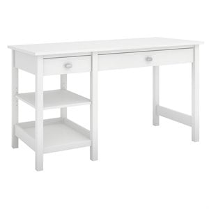 Scranton & Co Contemporary Wood Computer Desk with Shelves in Pure White