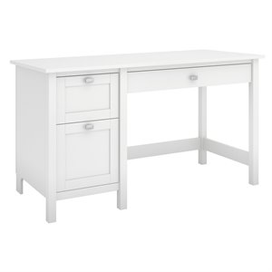 Scranton & Co Contemporary Wood Computer Office Desk with Storage in Pure White