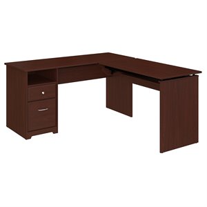 Scranton & Co 60W L Shaped Sit to Stand Desk in Harvest Cherry