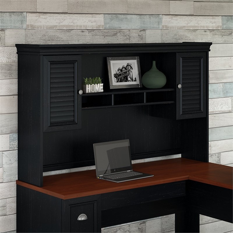 Scranton & Co Hutch for L Shaped Desk in Antique Black