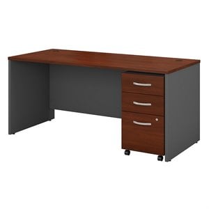 Scranton & Co 66&quot Shell Desk with Pedestal in Hansen Cherry