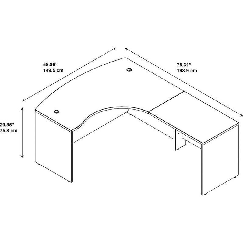 Scranton & Co 60W x 43D Right L Computer Desk in Mocha Cherry