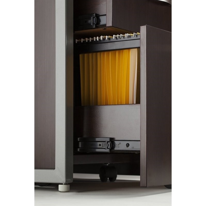 Scranton & Co 3 Drawer Mobile File Cabinet in Mocha Cherry