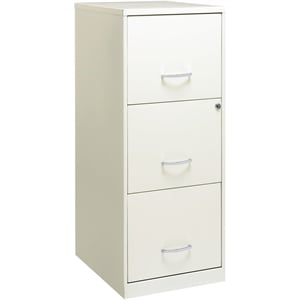 Scranton & Co 3-Drawer Modern Metal Vertical Filing Cabinet with Lock in White