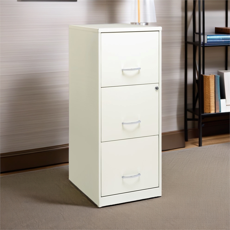 Scranton & Co 3-Drawer Modern Metal Vertical Filing Cabinet with Lock in White