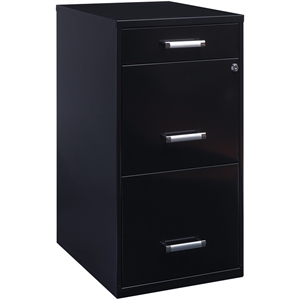 Scranton & Co 3-Drawer Modern Metal Filing Cabinet with Pencil-Drawer in Black