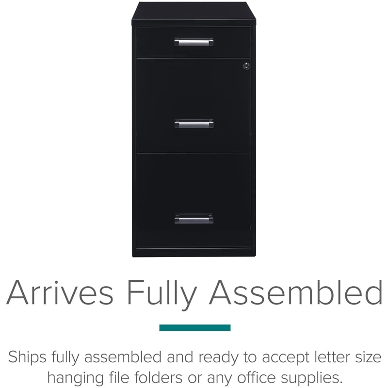 Scranton & Co 3-Drawer Modern Metal Filing Cabinet with Pencil-Drawer in Black