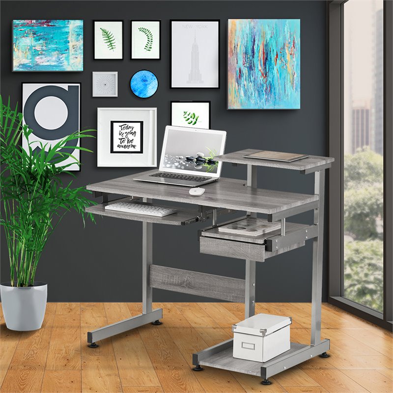Scranton & Co Contemporary Engineered Wood Computer Desk in Gray