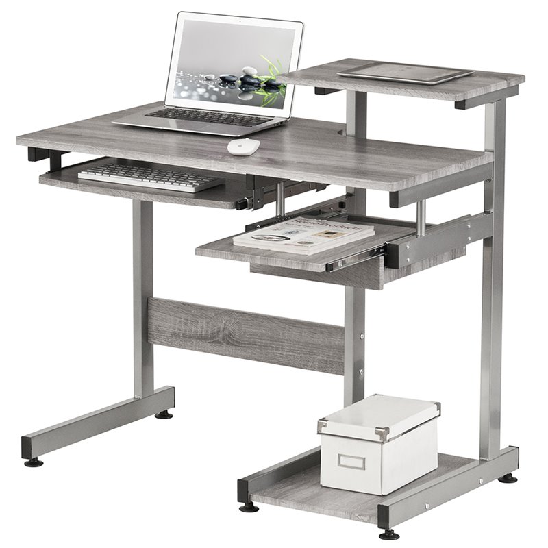 Scranton & Co Contemporary Engineered Wood Computer Desk in Gray