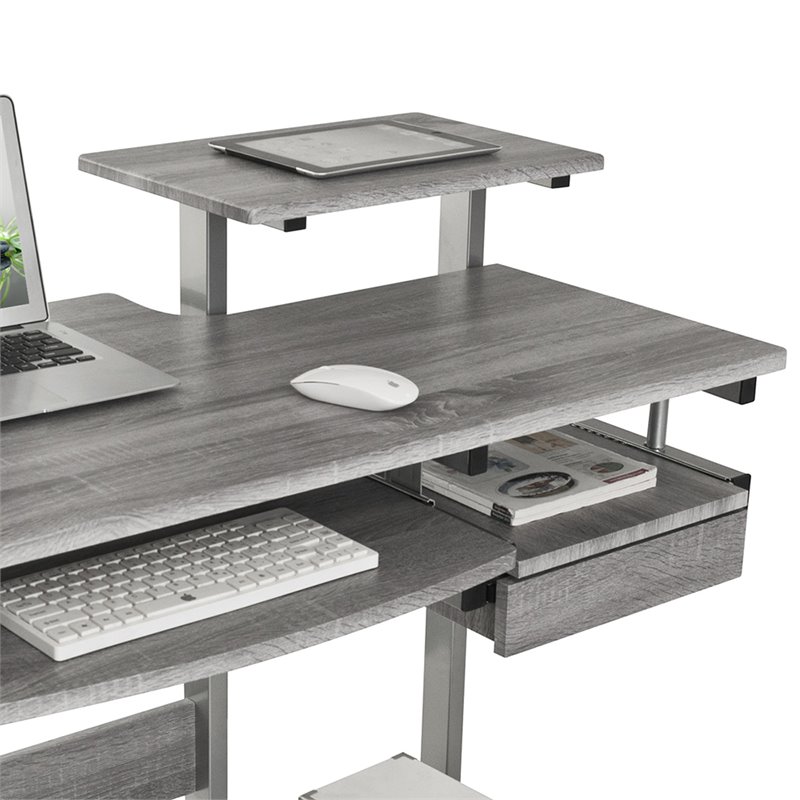 Scranton & Co Contemporary Engineered Wood Computer Desk in Gray