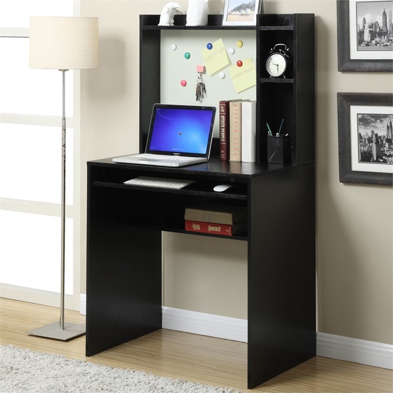 Scranton & Co Wood Student Desk with Magnetic Bulletin Board and Shelves - Black