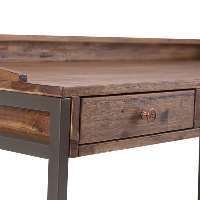 Scranton & Co Solid Wood Computer Desk in Rustic Natural Aged Brown