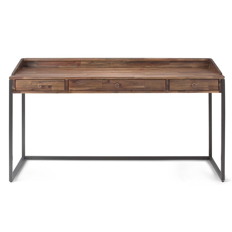 Scranton & Co Solid Wood Computer Desk in Rustic Natural Aged Brown