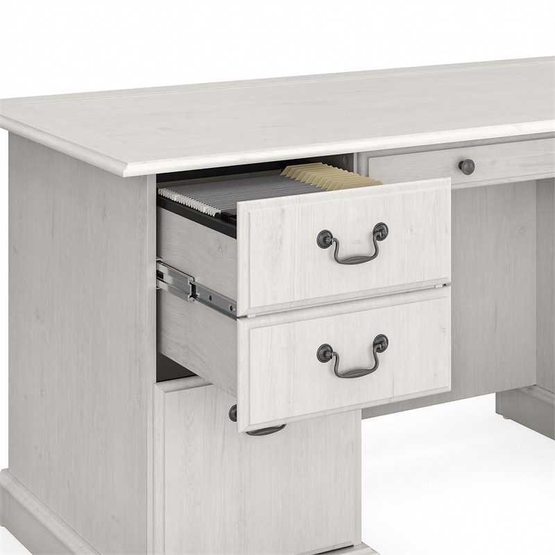 Scranton & Co Furniture Traditional Wood Executive Desk with Drawers in White