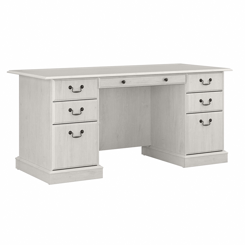 Scranton & Co Furniture Traditional Wood Executive Desk with Drawers in White
