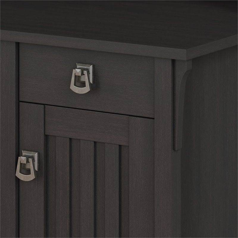 Scranton & Co Farmhouse Engineered Wood L Shaped Desk with Storage in Black