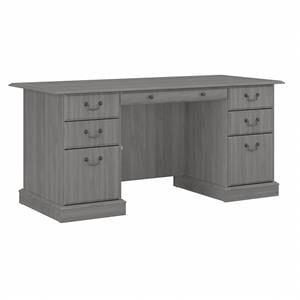 Scranton & Co Furniture Modern Wood Executive Desk with Drawers in Gray