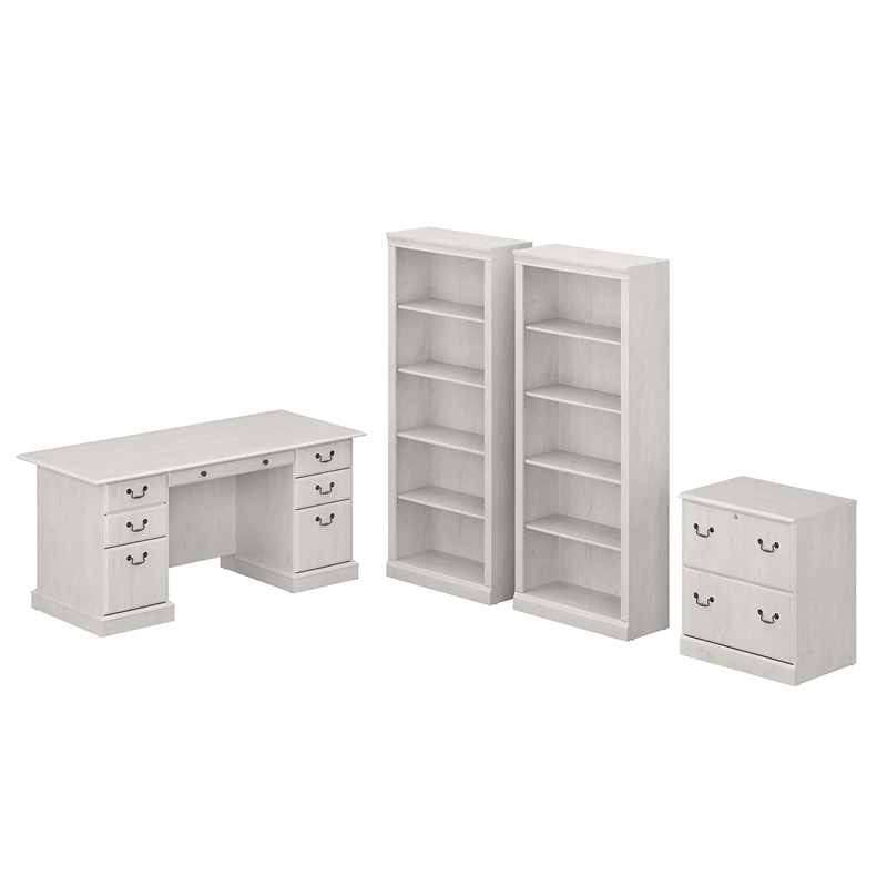 Scranton & Co Furniture Saratoga Executive Desk with Storage Set in White Oak