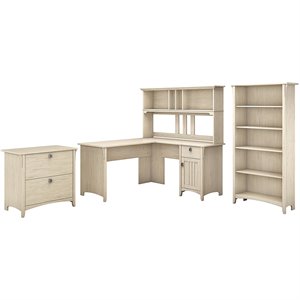 scranton & co furniture salinas l shaped desk w/ hutch & storage in white