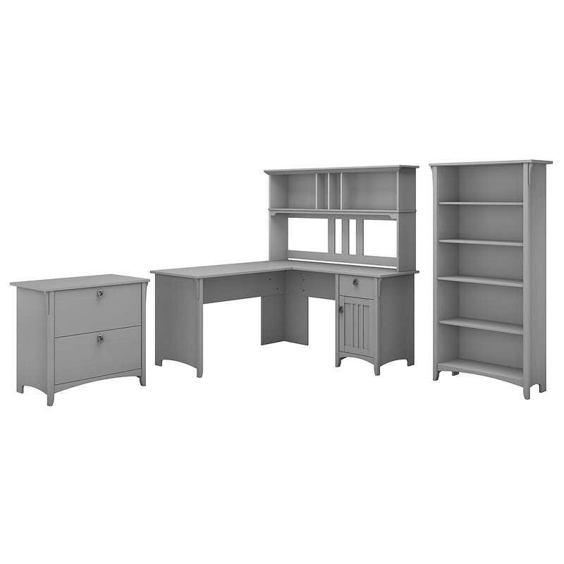 Scranton & Co Furniture Salinas 60W L Shaped Desk Office Suite in Cape Cod Gray