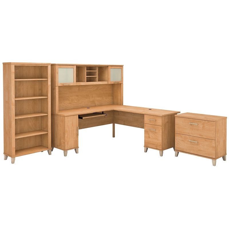 Scranton & Co Furniture Somerset 72W L Desk Office Suite in Maple Cross