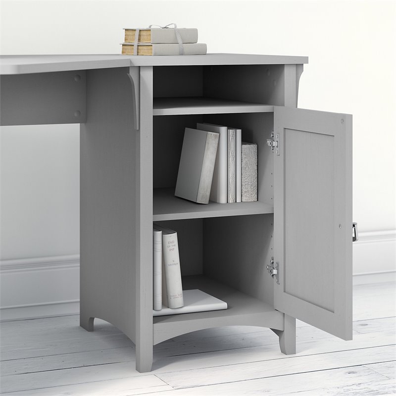 Scranton & Co Furniture Salinas 55W Corner Desk with Cabinet & 5 Shelf Bookcase