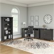 Scranton & Co Furniture Salinas 55W Corner Desk with Cabinet & 5 Shelf Bookcase