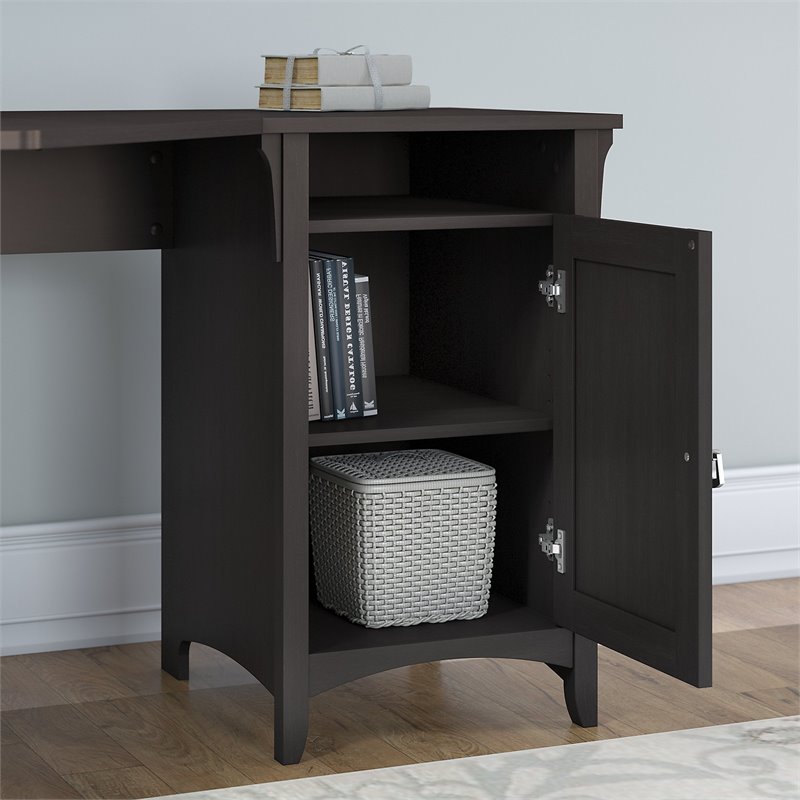 Scranton & Co Furniture Salinas 55W Corner Desk with Cabinet & 5 Shelf Bookcase
