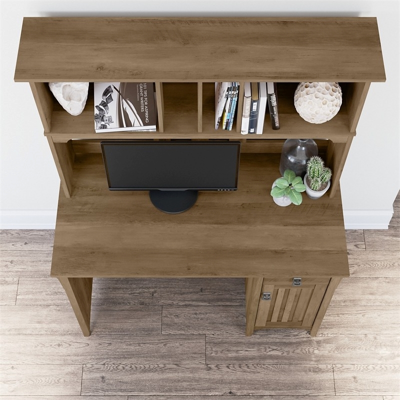 Scranton & Co Contemporary Engineered Wood Computer Desk with Hutch in Brown