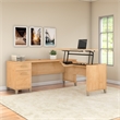 Scranton & Co Furniture Somerset 72W 3 Position Sit Stand L Desk in Maple Cross