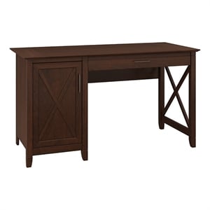 Scranton & Co Wood Computer Desks with Storage Cabinet in Bing Cherry