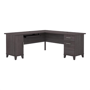 Scranton & Co 72&quot Transitional Engineered Wood L-Shape Desk with Storage in Gray