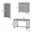 Scranton & Co Furniture Key West 48W Desk with File Cabinet & Bookcase in Gray