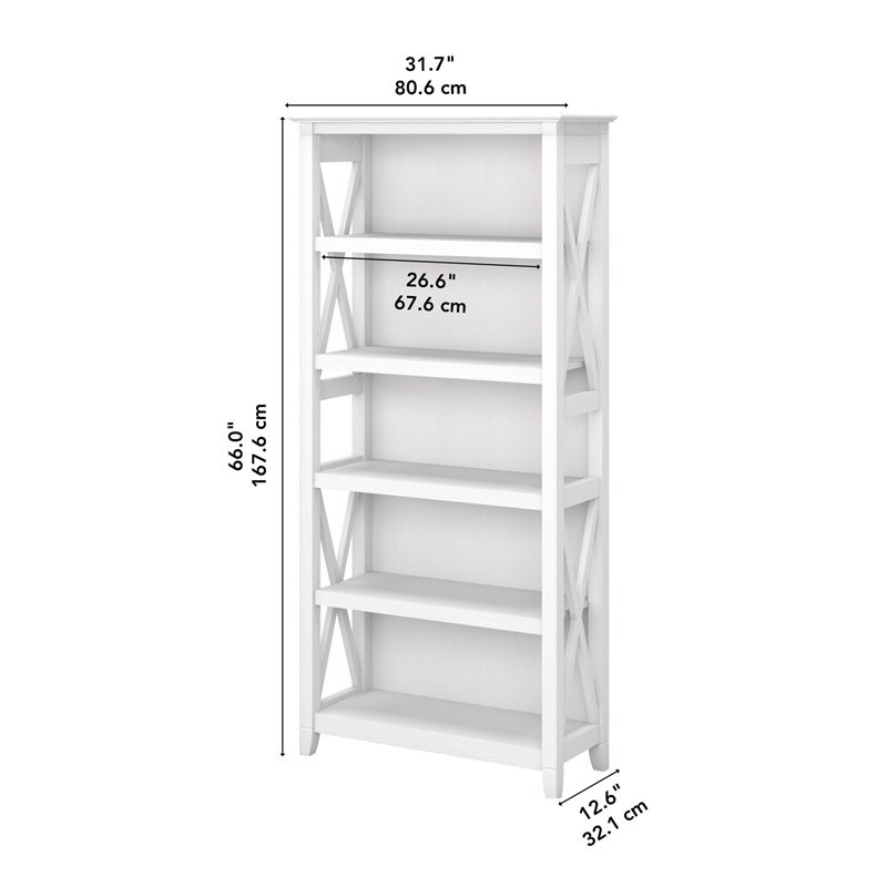 Scranton & Co 5-Shelf Coastal Wood Bookcase in Pure White Oak