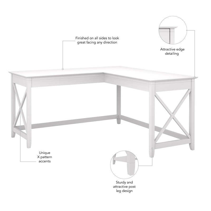 Scranton & Co L Shaped Contemporary Engineered Wood Desk in White
