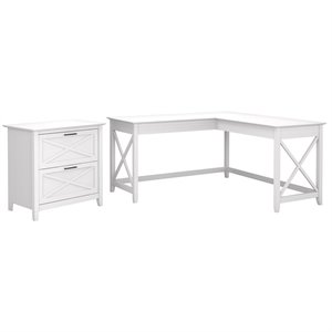 scranton & co furniture key west 60w l shaped desk with 2 drawer file cabinet