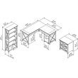 Scranton & Co Furniture Key West 60W L Shaped Desk with File Cabinets & Bookcase