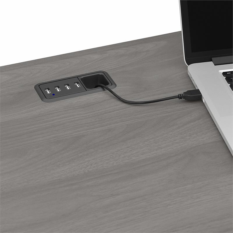 Scranton & Co Furniture Cabot 60W L Shaped Computer Desk in Modern Gray