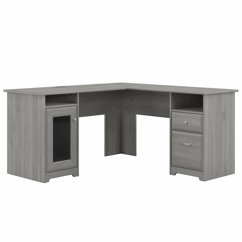 Scranton & Co Furniture Cabot 60W L Shaped Computer Desk in Modern Gray