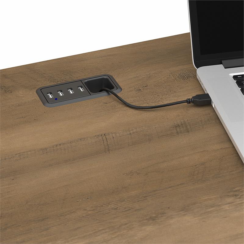 Scranton & Co Furniture Cabot 60W L Shaped Computer Desk in Reclaimed Pine