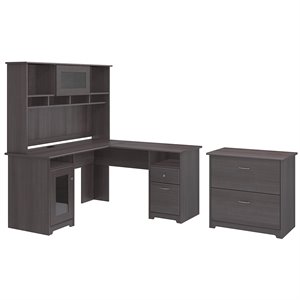 scranton & co furniture cabot l shaped desk with hutch & file cabinet