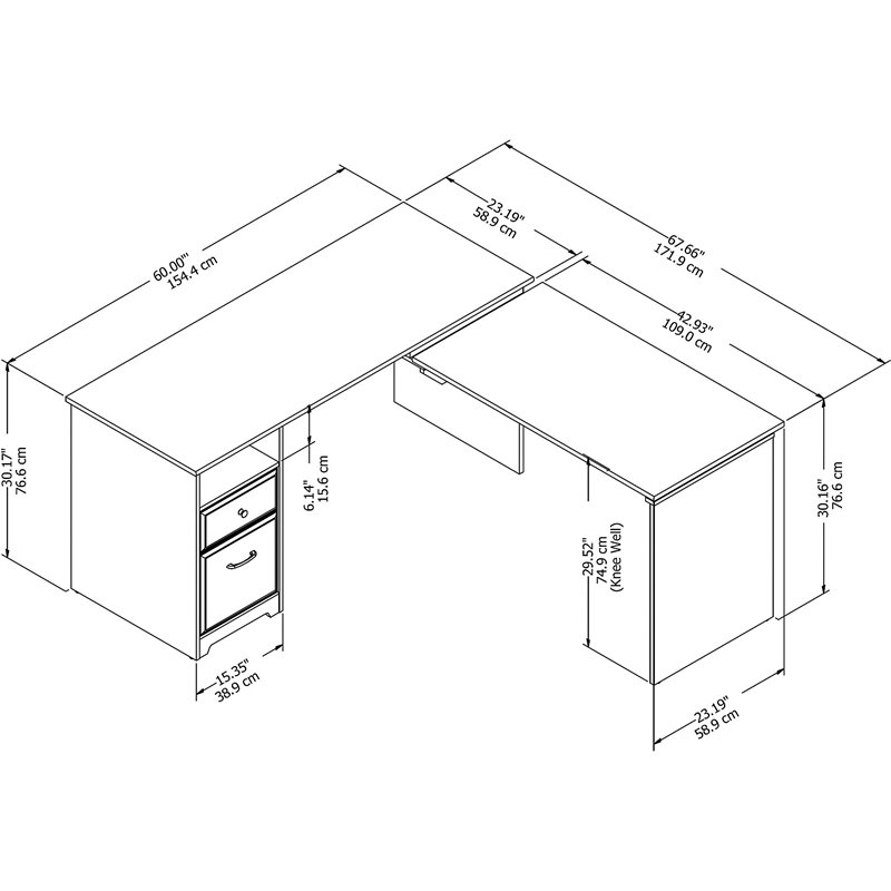 Scranton & Co Furniture Cabot 60W 3 Position L Shape Sit Stand Desk in Espresso