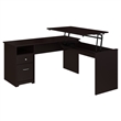 Scranton & Co Furniture Cabot 60W 3 Position L Shape Sit Stand Desk in Espresso