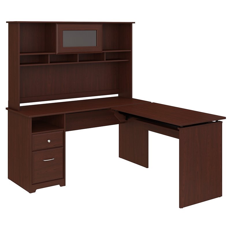 Scranton & Co Furniture Cabot 60W 3 Position L Shaped Sit Stand Desk w/ Hutch