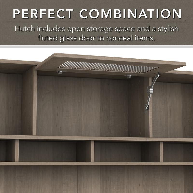 Scranton & Co Furniture Cabot L Shaped Desk w/ Hutch & File Cabinet in Ash Gray