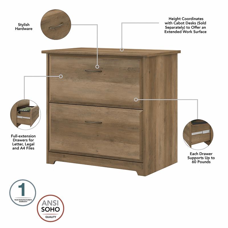 Scranton & Co Furniture Cabot L Desk with Hutch & File Cabinet in Reclaimed Pine