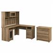 Scranton & Co Furniture Cabot L Desk with Hutch & File Cabinet in Reclaimed Pine