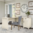 Scranton & Co Engineered Wood Antique White L Shaped Desk Space-Saving 60